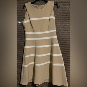 Tommy Hilfiger Beige and White  Fit-and-Flare Dress